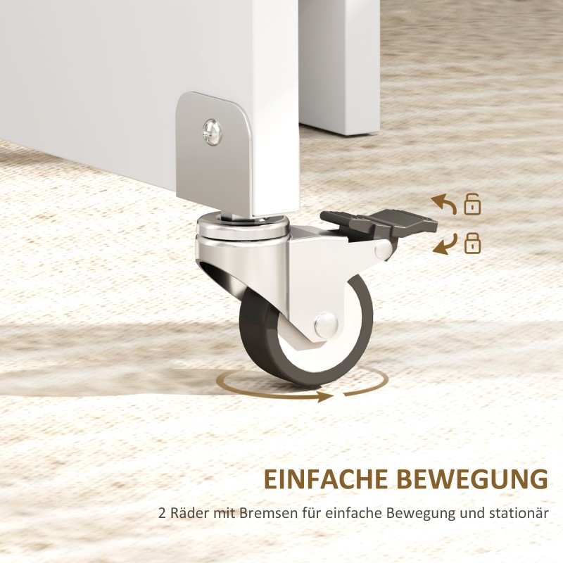 Taitettava ruokapöytä 2–4 hengelle, säilytystilalla ja pyörillä, lastulevy, valkoinen