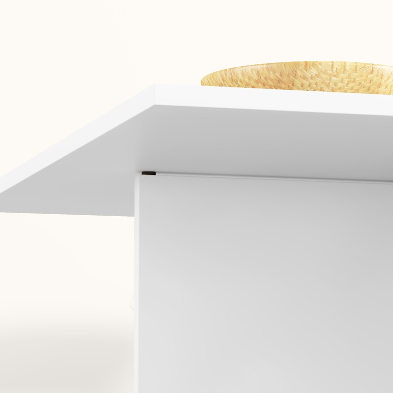 Taitettava ruokapöytä 2–4 hengelle, säilytystilalla ja pyörillä, lastulevy, valkoinen