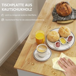 Keittiövaunu / siirrettävä keittiösaareke, kumipuu työtaso 100 x 50 cm, valkoinen