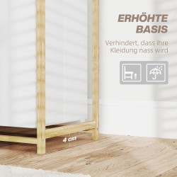 Pyykkikaappi bambusta 2 kangaspussilla ja vetolaatikolla 70 x 36 x 70 cm valkoinen/puu