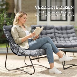 4-osainen terassikalustesetti ulkokäyttöön, teräsrunko, 2 tuolia, 2 hengen sohva ja pöytä, harmaa