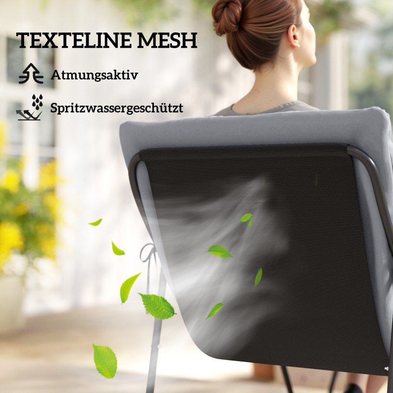 4-osainen terassikalustesetti ulkokäyttöön, teräsrunko, 2 tuolia, 2 hengen sohva ja pöytä, harmaa