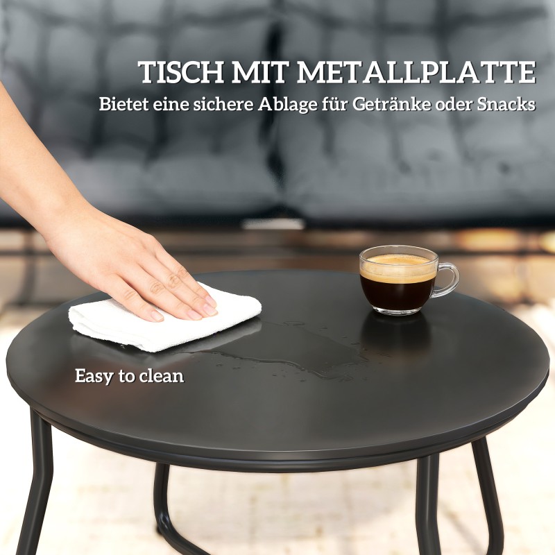 4-osainen terassikalustesetti ulkokäyttöön, teräsrunko, 2 tuolia, 2 hengen sohva ja pöytä, harmaa