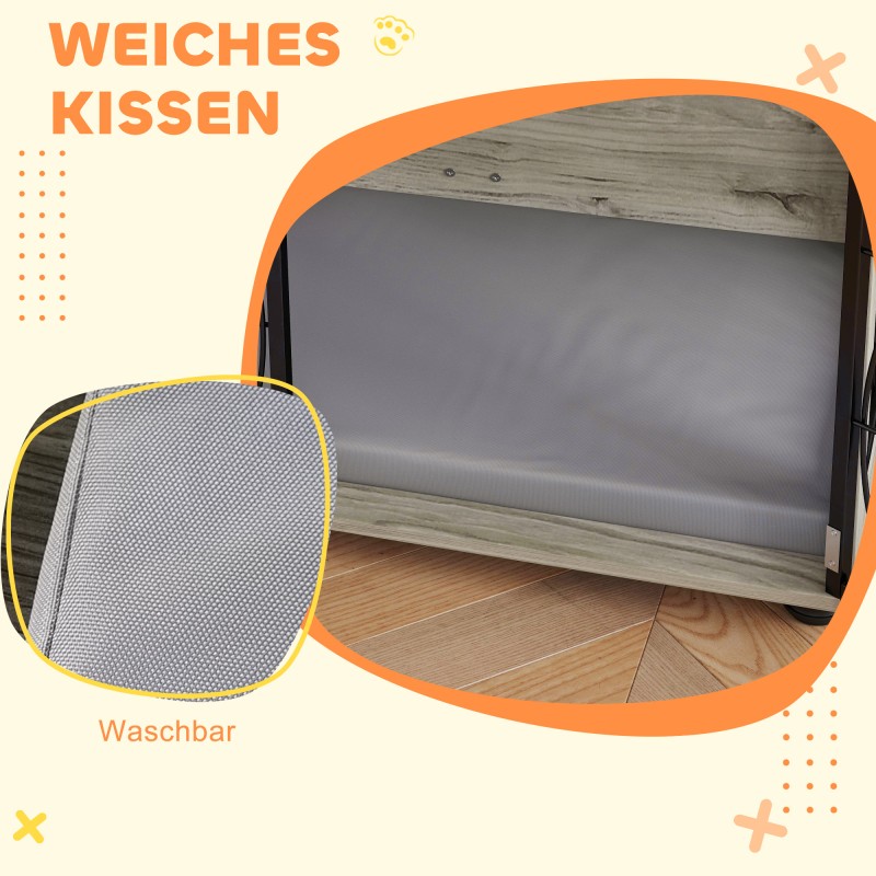 Koirankaluste suurille koirille, lukittava sisätila metalliritilöillä ja tyynyllä 100 x 60 x 73,5 cm, harmaa