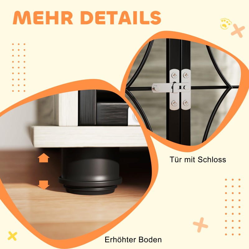 Koirankaluste suurille koirille, lukittava sisätila metalliritilöillä ja tyynyllä 100 x 60 x 73,5 cm, harmaa