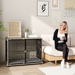 Koirankaluste suurille koirille, lukittava sisätila metalliritilöillä ja tyynyllä 100 x 60 x 73,5 cm, harmaa