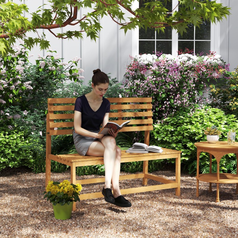 Kahden hengen puinen puutarhapenkki/piknikpöytä 110x61x89 cm, lakattu mäntypuu, teak