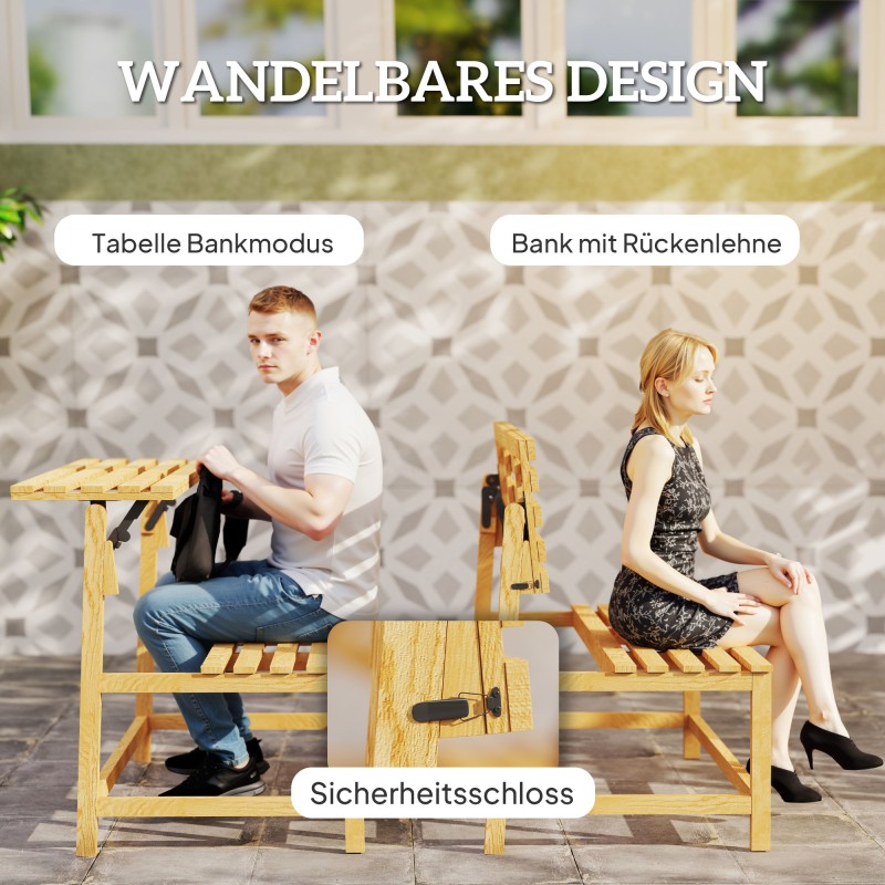 Kahden hengen puinen puutarhapenkki/piknikpöytä 110x61x89 cm, lakattu mäntypuu, teak