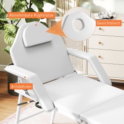 Taittuva hoitopöytä / hierontapöytä, keinonahka, teräsrunko, 182 x 62 cm, valkoinen