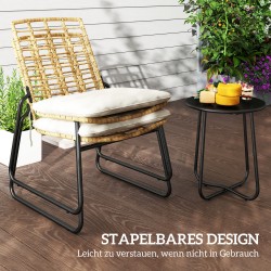 Parveke- ja puutarhakalustesetti 3-osainen, polyrottinki, 2 tuolia ja pöytä, beige/ruskea/musta