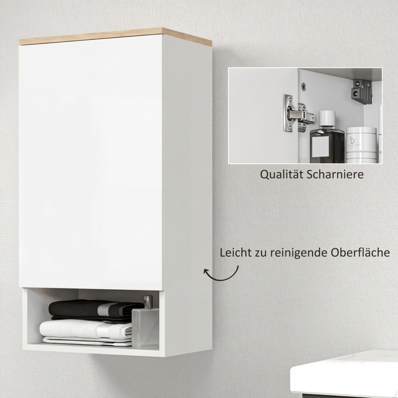 Seinään kiinnitettävä kylpyhuonekaappi säädettävillä hyllyillä 40x27x77 cm valkoinen