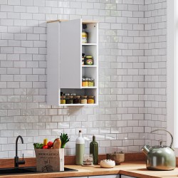 Seinään kiinnitettävä kylpyhuonekaappi säädettävillä hyllyillä 40x27x77 cm valkoinen