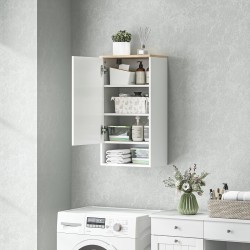 Seinään kiinnitettävä kylpyhuonekaappi säädettävillä hyllyillä 40x27x77 cm valkoinen