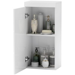 Seinään kiinnitettävä kylpyhuonekaappi kaksitasoinen lastulevy MDF 37 2 x 24 5 x 76 8 cm valkoinen