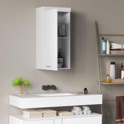 Seinään kiinnitettävä kylpyhuonekaappi, kaksitasoinen, lastulevy/MDF, 37,2 x 24,5 x 76,8 cm, valkoinen