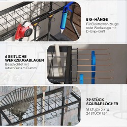 Puutarhatyökalujen säilytysteline, 3-tasoinen metallinen työkaluhylly, 84 x 53 x 73 cm, oranssi