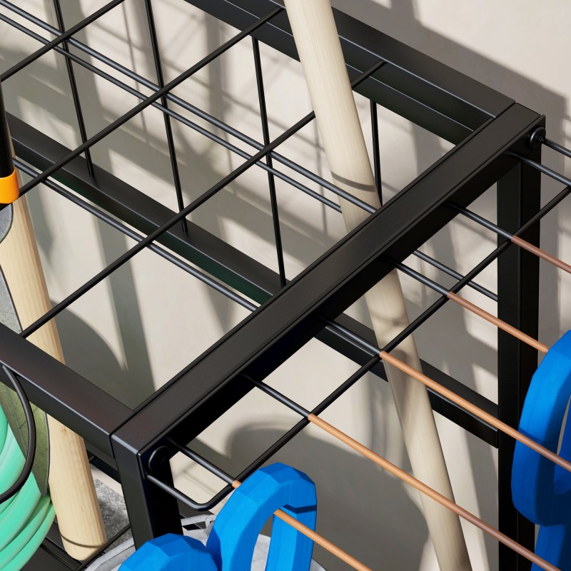 Puutarhatyökalujen säilytysteline, 3-tasoinen metallinen työkaluhylly, 84 x 53 x 73 cm, oranssi