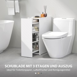 Kapea kylpyhuonekaappi lattiamalli lastulevy 47 x 25 x 66,5 cm valkoinen