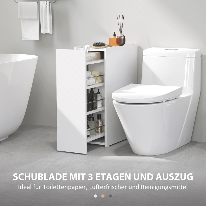 Kapea kylpyhuonekaappi lattiamalli lastulevy 47 x 25 x 66,5 cm valkoinen