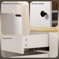 Keittiövaunu laatikolla, kaapilla ja maustehyllyllä 82 x 38 x 86,5 cm valkoinen/tammi