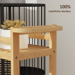 Bambusta valmistettu kapea tarjoilu- ja säilytyskärry, 3 tasoa, 55 x 20 x 75 cm, luonnonpuu