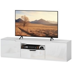 TV taso olohuoneeseen lastulevy MDF 160 x 38 x 43 cm korkeakiiltoinen valkoinen