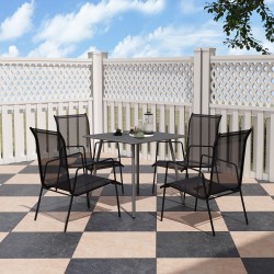 Ulkopöytä 4 hengelle, terästä, 80 x 80 x 74 cm, harmaa