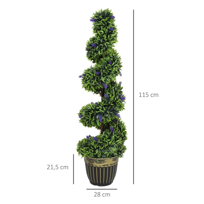 Keinotekoiset spiraalikasvit sementtipohjalla 115 cm, 2 kpl, vihreä/sininen