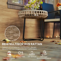 Sivupöytäsarja ulko- ja sisäkäyttöön 2 kpl PE-rottinki teräs Ø56/41 cm ruskea/musta