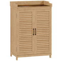 Puutarhakaappi ulkokäyttöön kuusta työtasolla 65 5 x 40 x 98 5 cm keltainen