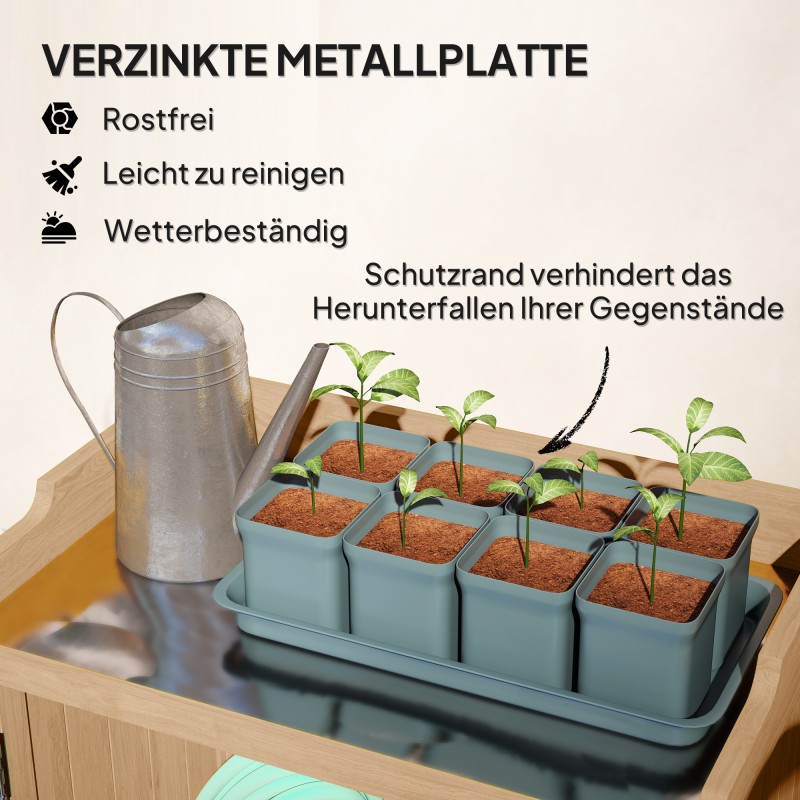 Puutarhakaappi ulkokäyttöön kuusta, työtasolla, 65,5 x 40 x 98,5 cm, keltainen