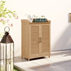 Puutarhakaappi ulkokäyttöön kuusta, työtasolla, 65,5 x 40 x 98,5 cm, keltainen