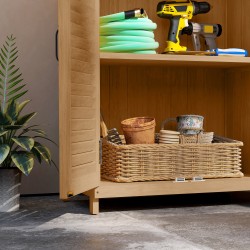 Puutarhakaappi ulkokäyttöön kuusta, työtasolla, 65,5 x 40 x 98,5 cm, keltainen