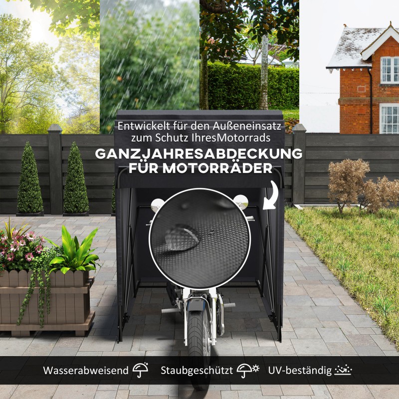 Moottoripyörän suojakatos ulkokäyttöön 600D Oxford -kangas 345 x 135 x 191 cm musta