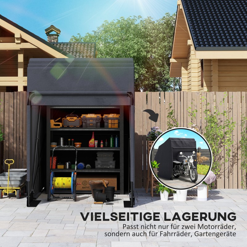 Moottoripyörän suojakatos ulkokäyttöön 600D Oxford -kangas 345 x 135 x 191 cm musta