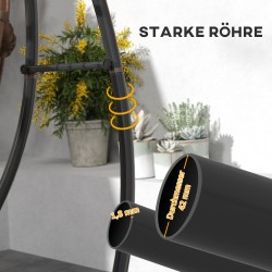 Riippuistuimen jalusta C-mallinen metallirunko 154x134x221 cm 150 kg musta