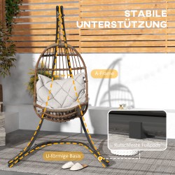 Riippuistuimen jalusta C-mallinen metallirunko 154x134x221 cm 150 kg musta