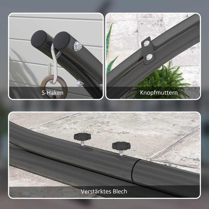 Riippuistuimen jalusta C-mallinen metallirunko 154x134x221 cm 150 kg musta