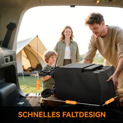 Kaksitasoinen taitettava puutarhavaunu 200 kg, 369,5 l, teräsrunko, irrotettava kangas, musta