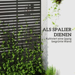 Ulkotilan metallinen tilanjakaja ja näkösuoja, lamelliseinä, 122 x 45 x 198 cm, musta