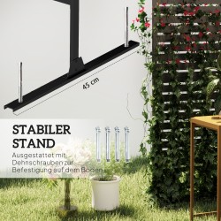 Ulkotilan metallinen tilanjakaja ja näkösuoja, lamelliseinä, 122 x 45 x 198 cm, musta