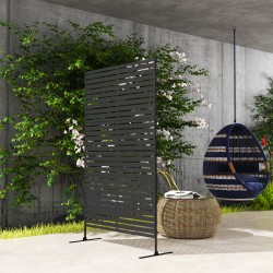 Ulkotilan metallinen tilanjakaja ja näkösuoja, lamelliseinä, 122 x 45 x 198 cm, musta