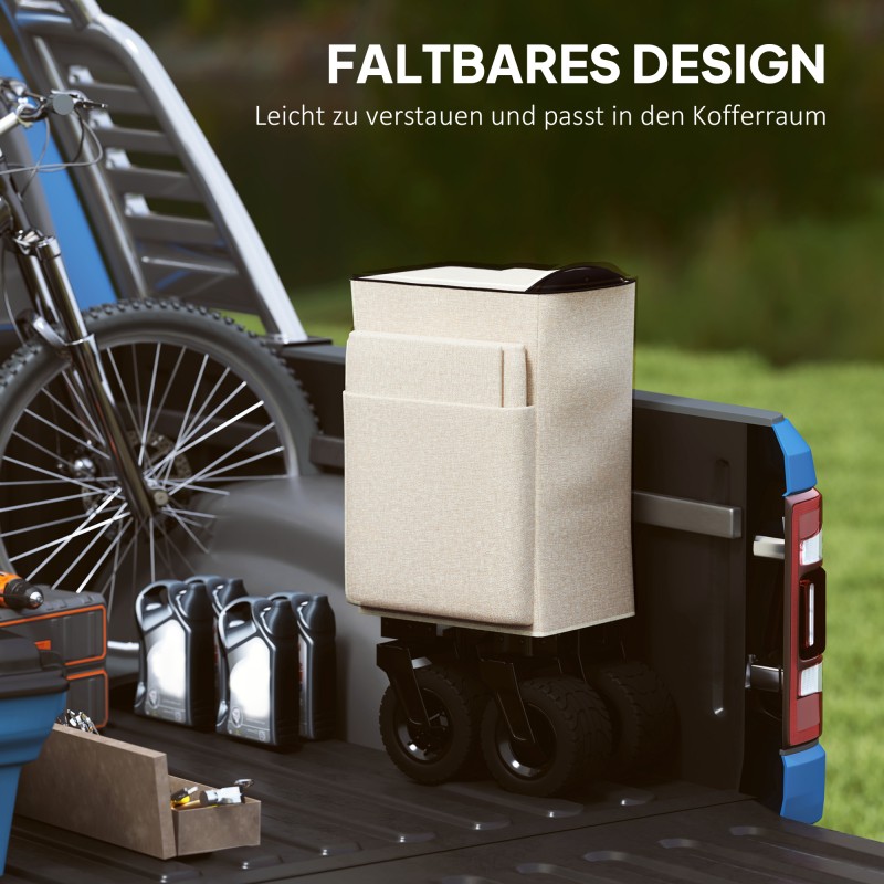 Kokoontaitettava kuljetusvaunu puutarhaan 90x48x92 cm 100 kg 138 L teräs ja Oxford-kangas beige