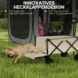 Kokoontaitettava kuljetusvaunu puutarhaan 90x48x92 cm 100 kg 138 L teräs ja Oxford-kangas beige