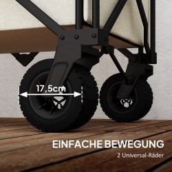 Kokoontaitettava kuljetusvaunu puutarhaan 90x48x92 cm 100 kg 138 L teräs ja Oxford-kangas beige