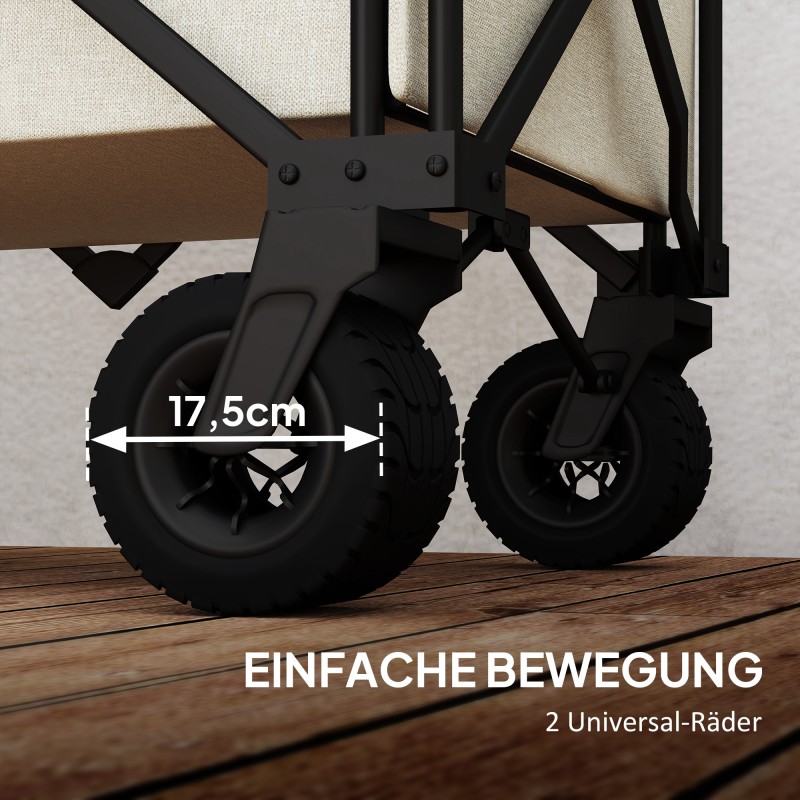 Kokoontaitettava kuljetusvaunu puutarhaan 90x48x92 cm 100 kg 138 L teräs ja Oxford-kangas beige