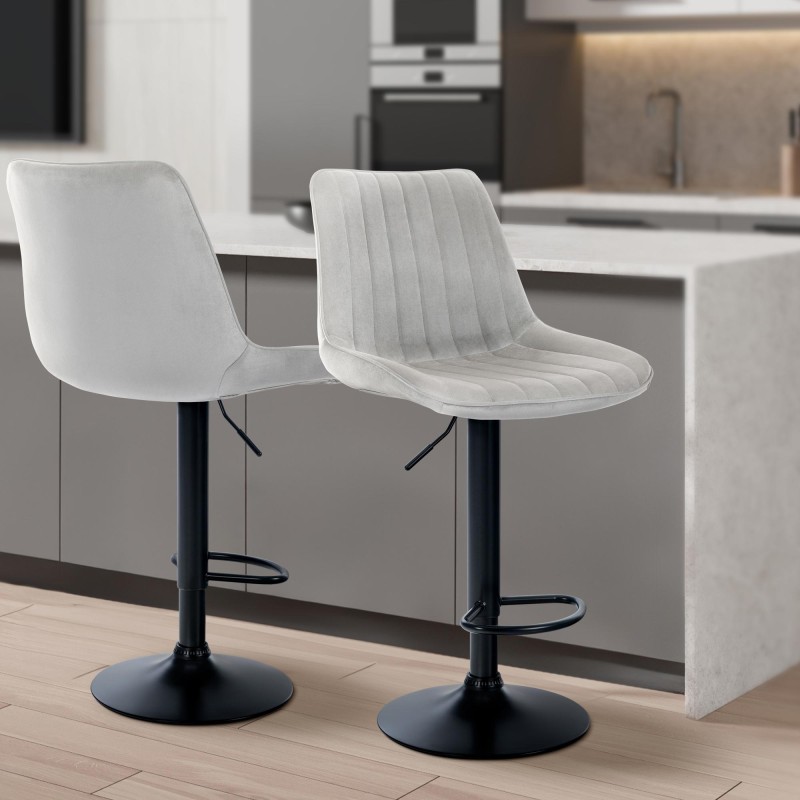 Moderni säädettävä baarijakkara samettipäällisellä ja selkänojalla