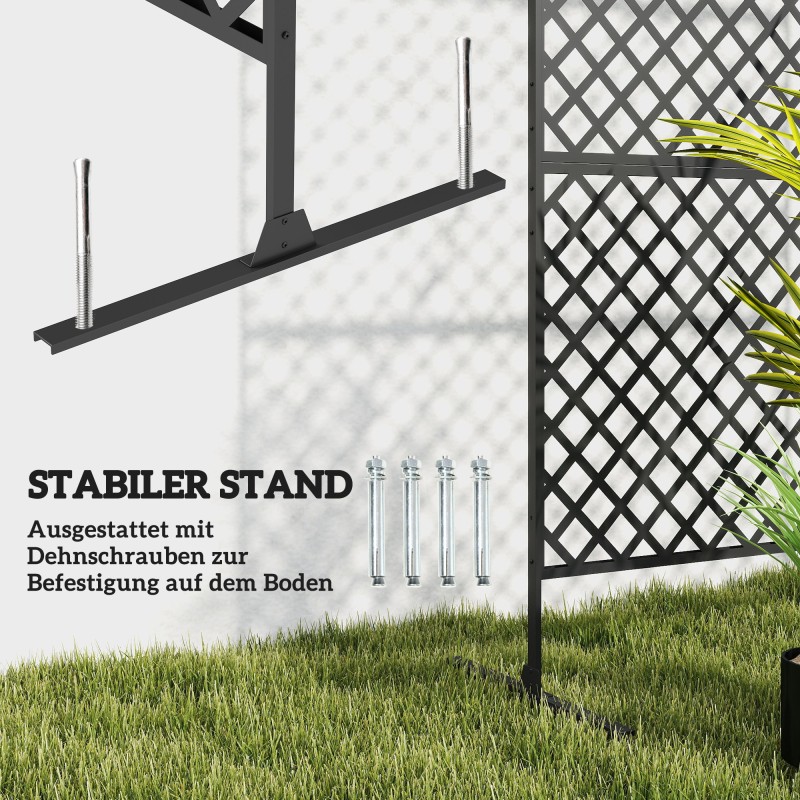 Ulkotilan tilanjakaja ja köynnöstuki terästä 122 x 45 x 198 cm, musta