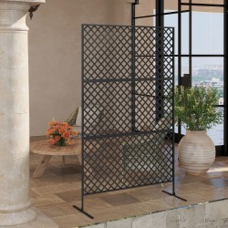 Ulkotilan tilanjakaja ja köynnöstuki terästä 122 x 45 x 198 cm, musta