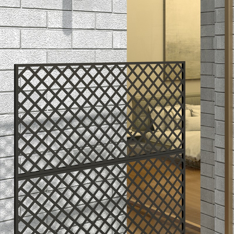 Ulkotilan tilanjakaja ja köynnöstuki terästä 122 x 45 x 198 cm, musta